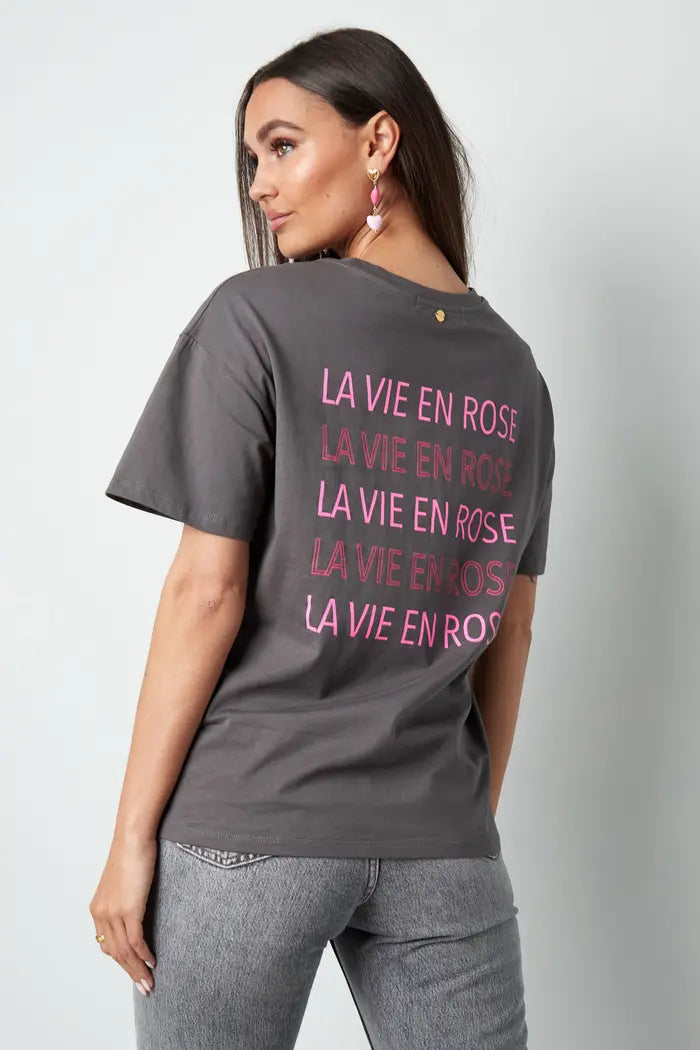 T-shirt la vie en rose | DONKERGRIJS