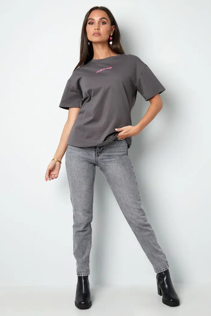 T-shirt la vie en rose | DONKERGRIJS