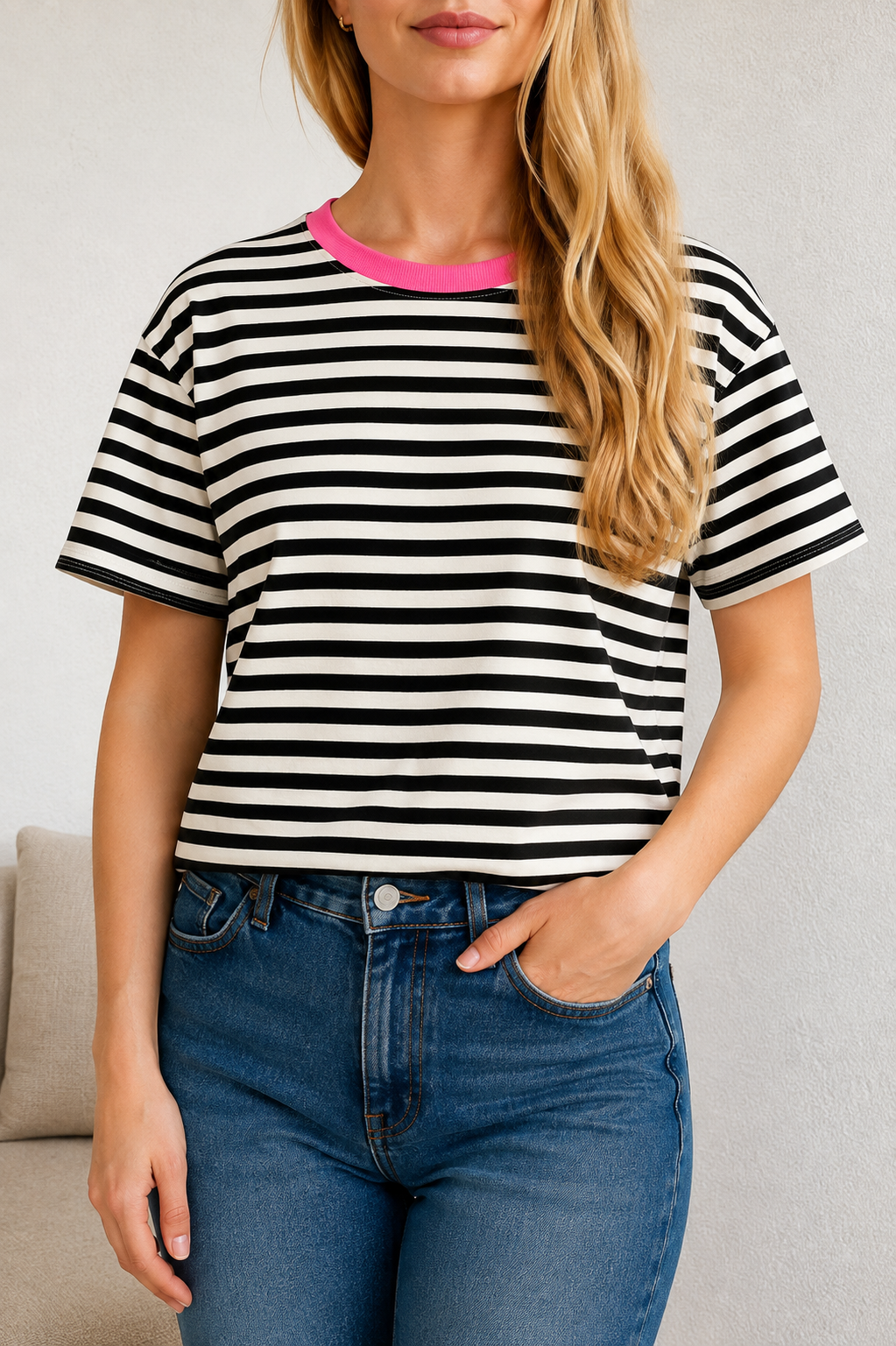 T-shirt gestreept | ZWART/WIT