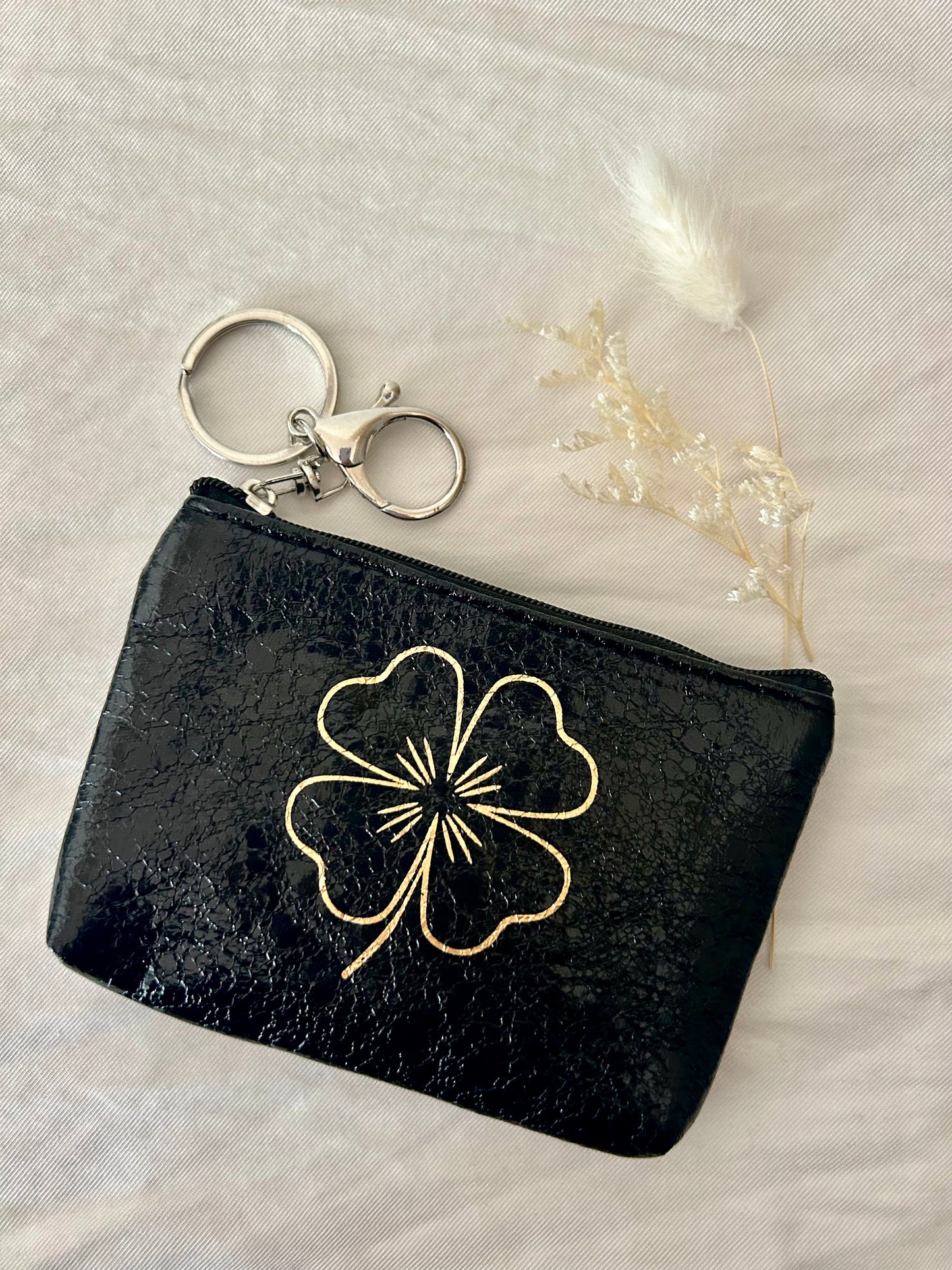 Sleutelhanger portemonnee Clover | METALLIC BLACK