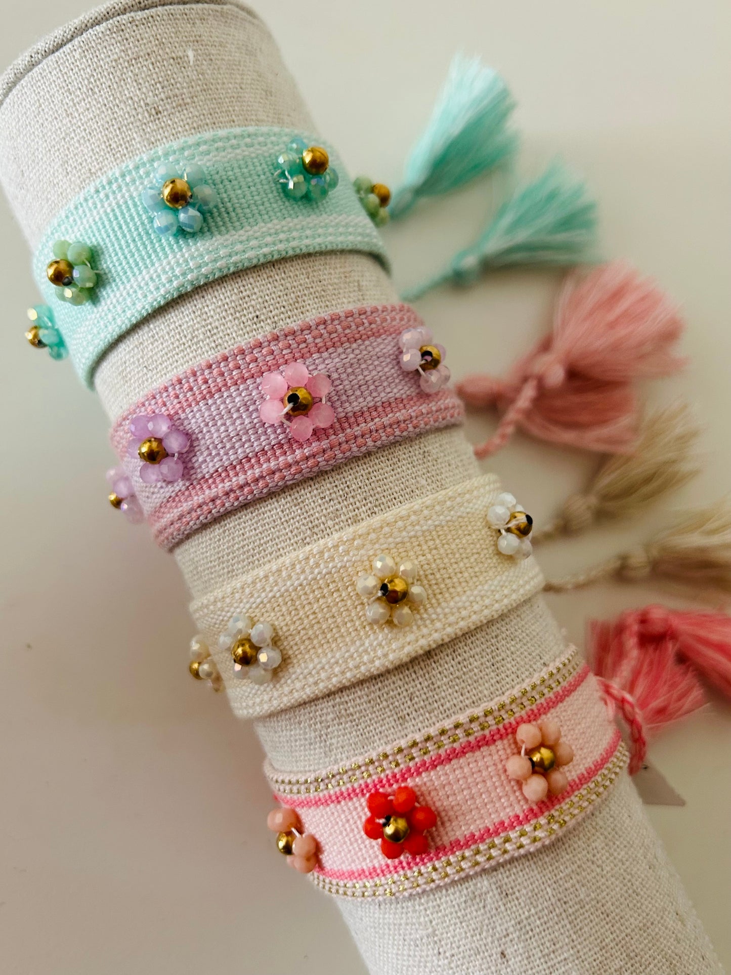 Lint armband met kralen