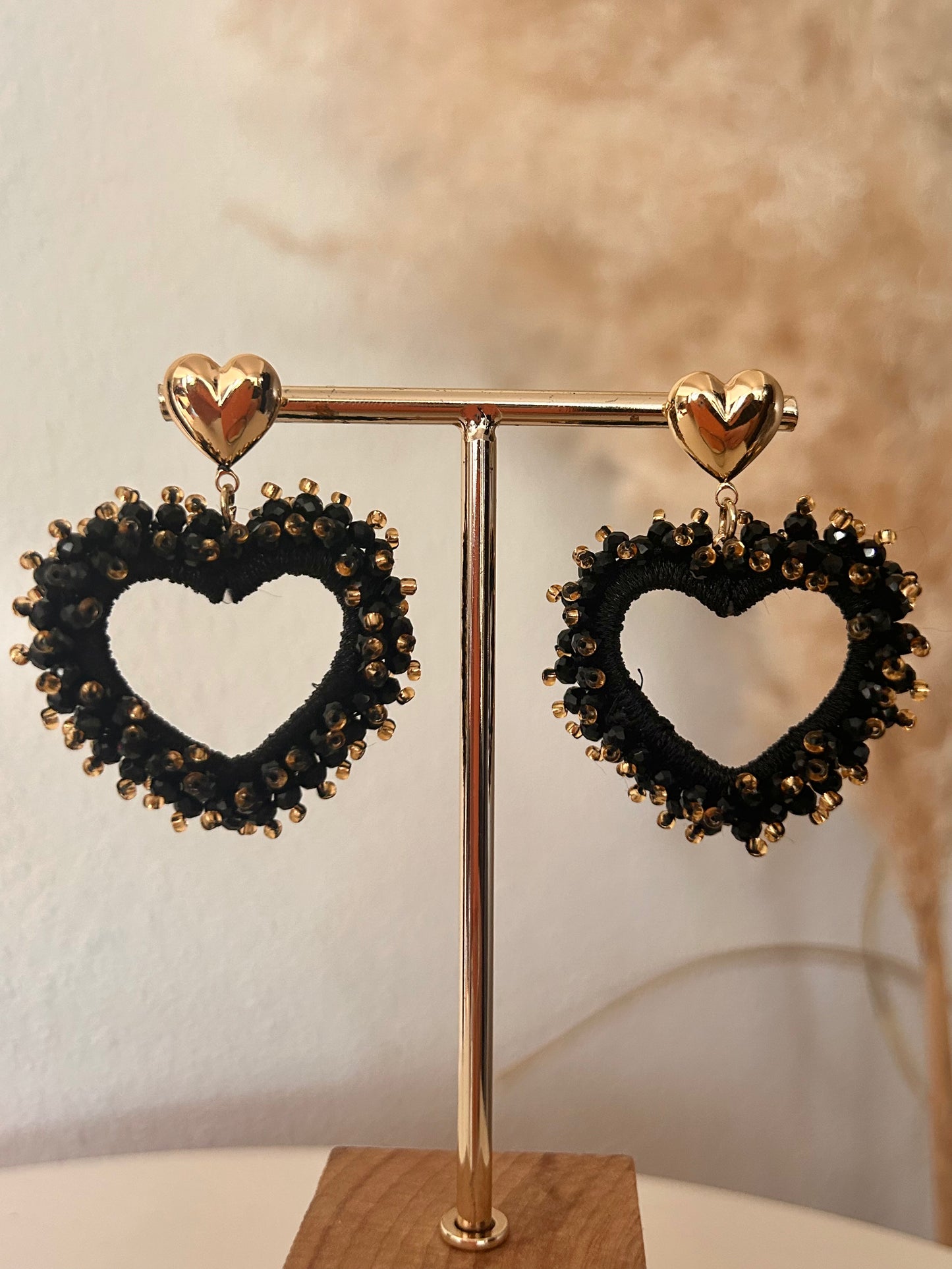 Oorbellen HART KRISTAL | ZWART