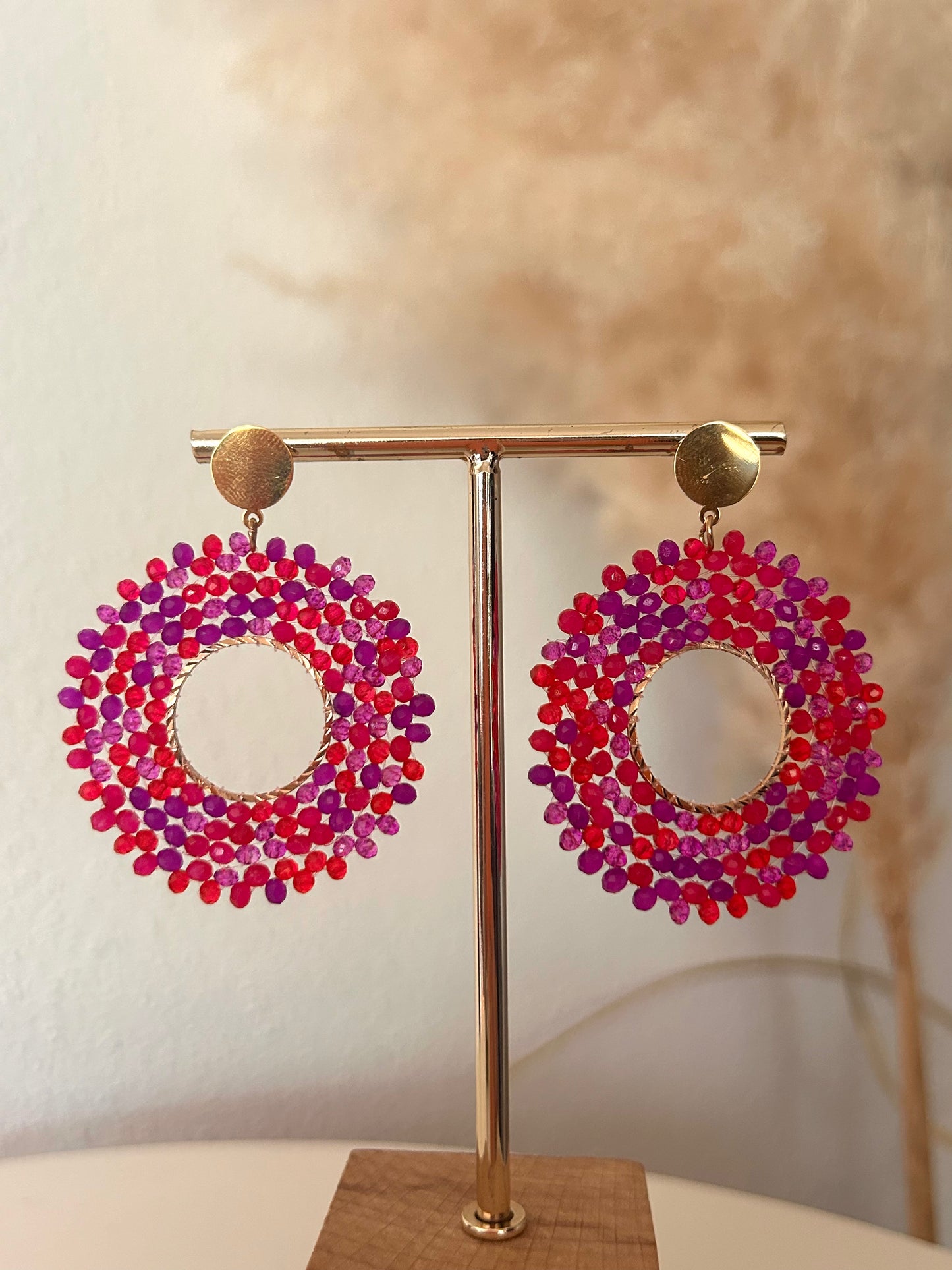Oorbellen ROND KRALEN| FUCHSIA
