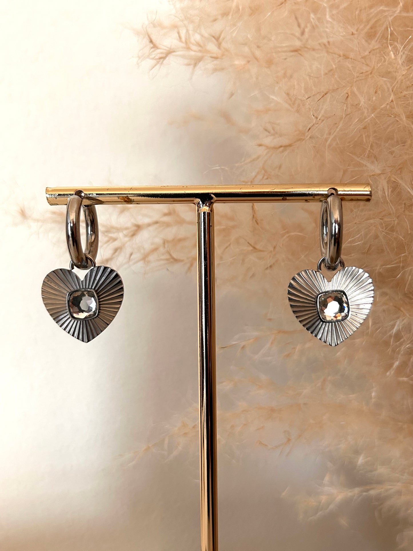 Oorbellen HEART DIAMOND | ZILVER