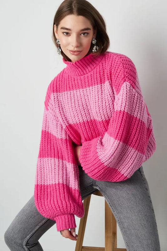 Gebreide gestreepte trui | ROZE