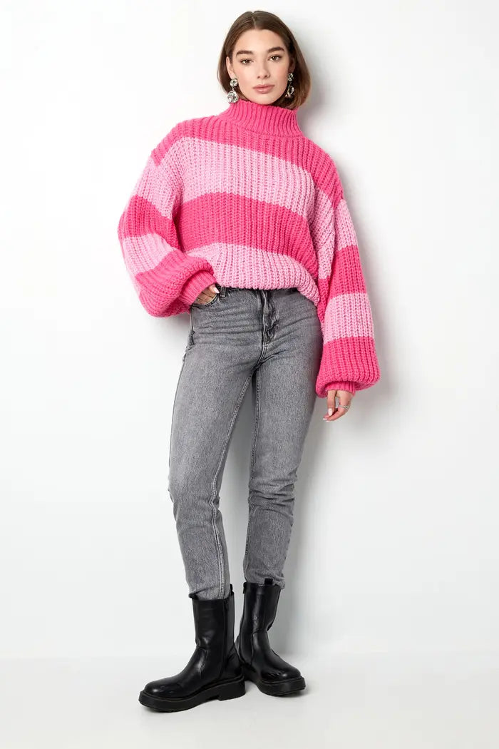 Gebreide gestreepte trui | ROZE