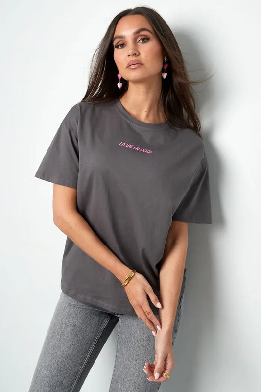 T-shirt la vie en rose | DONKERGRIJS