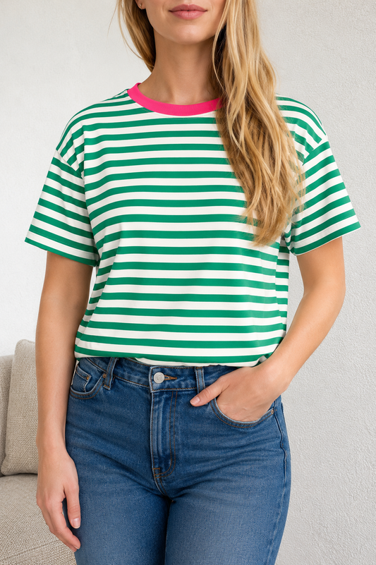 T-shirt gestreept | GROEN/WIT
