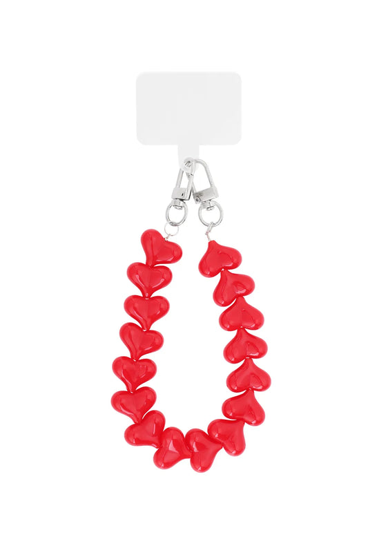 Telefoonkoord hartjes | ROOD