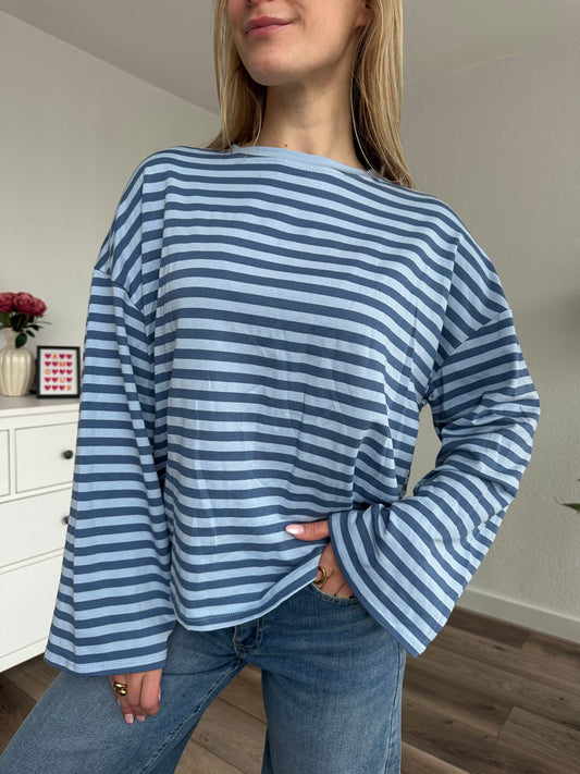 T-shirt gestreept longsleeve | BLAUW/LICHT BLAUW
