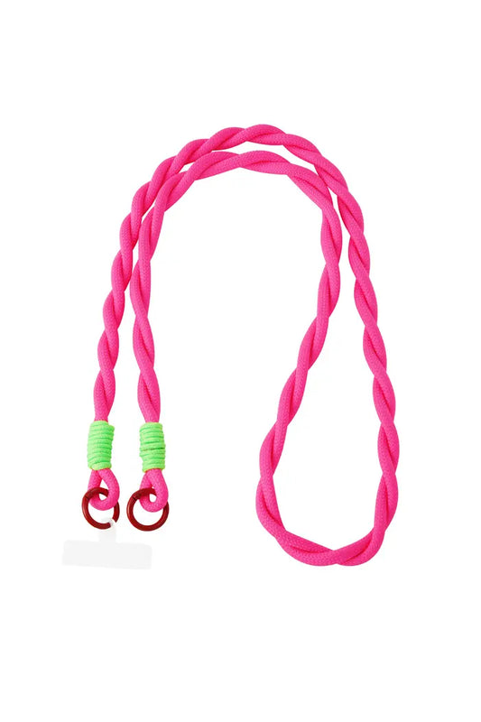 Telefoonkoord twisted | ROZE NEON GROEN