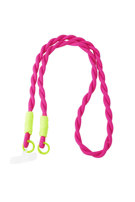 Telefoonkoord twisted | ROZE NEON GEEL