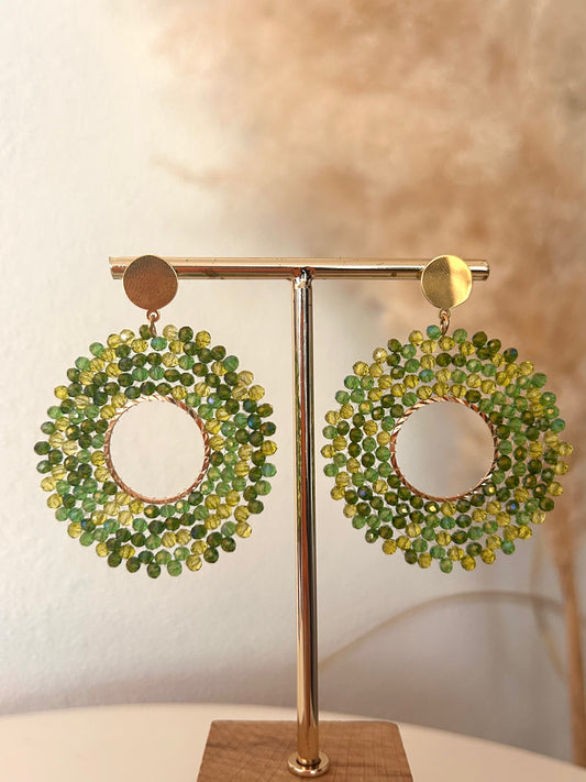 Oorbellen ROND KRALEN | LICHTGROEN