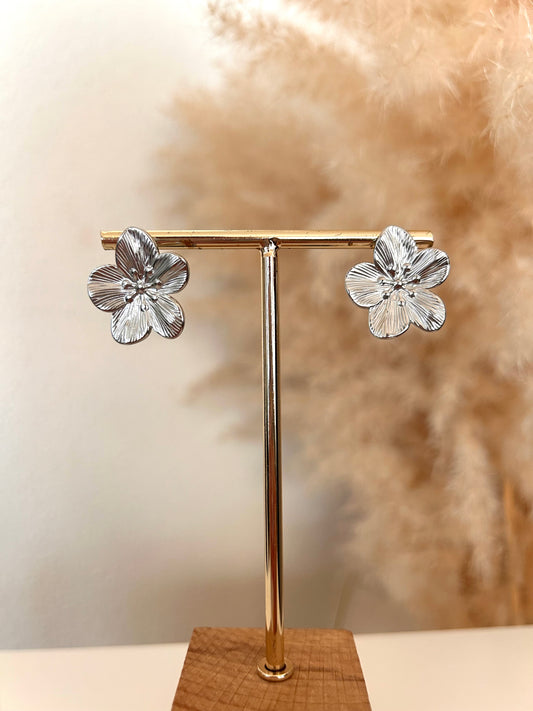 Oorbellen Enkel Bloem | Zilver