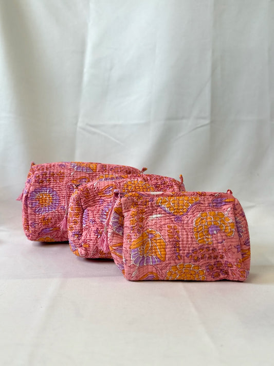 Toilettas Bloem | ROZE / ORANJE
